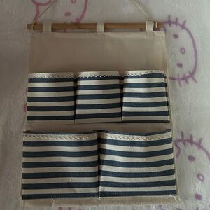 Blue striped wall organizer